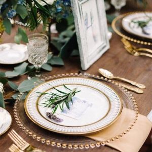 Belmont  gold beaded  glass charger