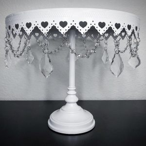 Cake Stand - White Beaded 12” Round