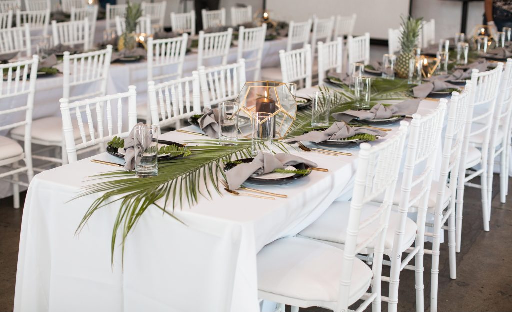 tropical theme 30th birthday chic party ideas table decor centerpieces modern