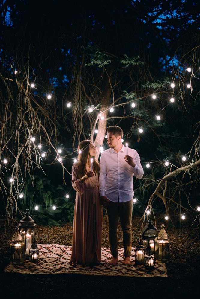 ceremony bohemian wedding boho dress style decor ideas bride couple lanterns