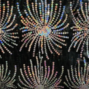 BLACK & SILVER SEQUIN ORGANZA FIREWORKS OVERLAY