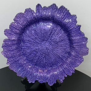 GLASS CHARGER PLATE DARK PURPLE SPONGE