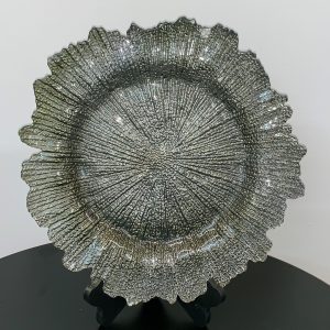 GLASS CHARGER PLATE OLIVE SPONGE