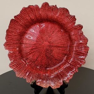 GLASS CHARGER PLATE RED SPONGE