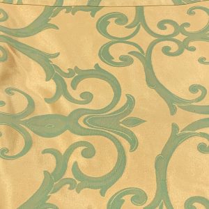 GOLD W/LIME GREEN DAMASK TABLECLOTH