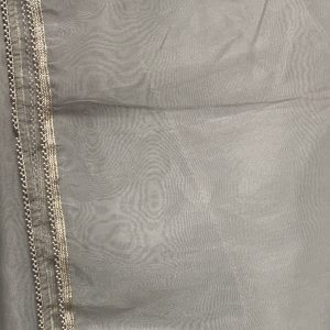 GREY SHEER W/SILVER BEAD TRIM OVERLAY