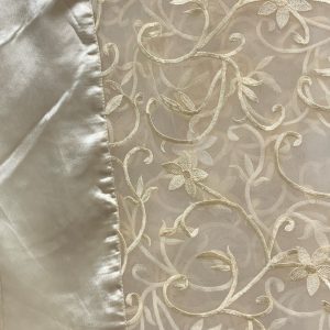 IVORY SHEER W/SATIN TRIM OVERLAY