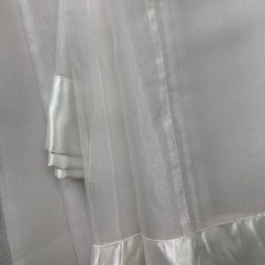 WHITE SHEER W/SATIN TRIM OVERLAY