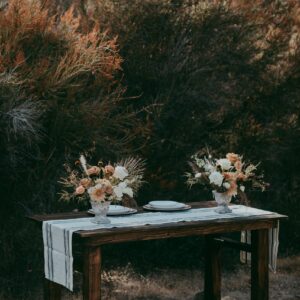 Brown Wood Sweetheart Table