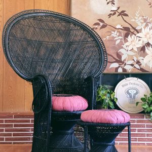 Vintage Black Peacock Chair Throne