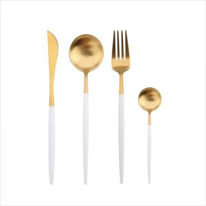 White and Gold Luxury Flatware (3 piece set)