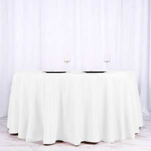 120'' Round Table Cloth- White Polyester