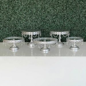 Silver 5 Piece Cake Stands