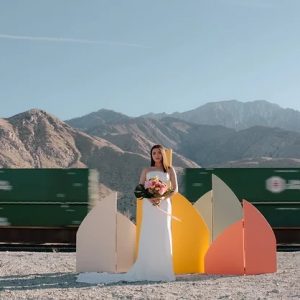 Colorful Arched Wood Backdrop