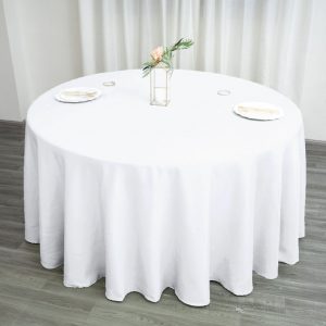 White Round Linen 120"