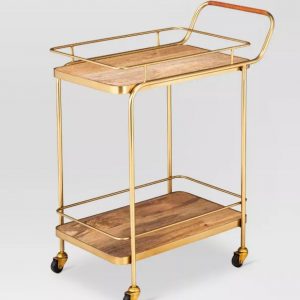 Gold/Wooden Bar Cart