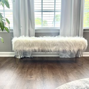 White Gold Fur Bench