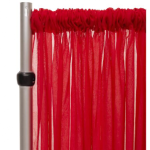 Red Crushed Sheer Voile Curtain Panel w/4" Pockets - 10 ft Wide