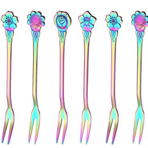 Gemstone Floral Appetizer Fork Set (8 pc)