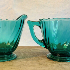 Jeanette Ultramarine Swirl Creamer & Sugar Bowl Set