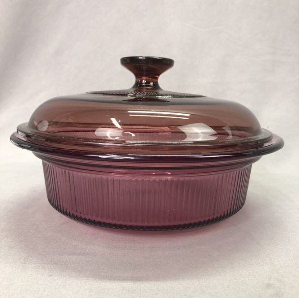 PyrexCranberryRoundBowlLid01-8in PyrexCranberryRoundBowlLid01-8in