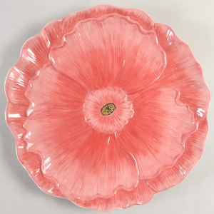 Certified International Sweet Bunny 3-D Pink Poppy 12" Platter
