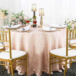 Table Linen Tablecloth Damask Polyester 108" Round Blush Pink