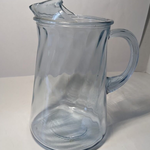 Bartlett Collins/Indiana Blue Swirl Glass Water Pitcher 64oz.