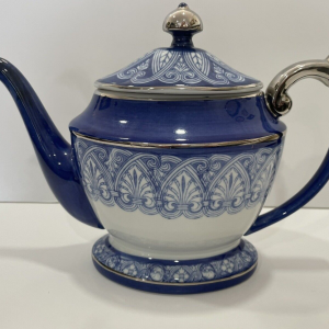 Bombay Company Arabesque Tile Blue White China Teapot