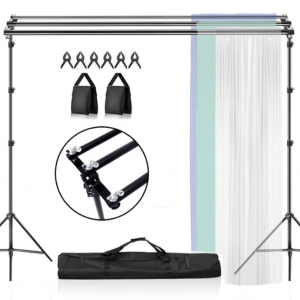 Metal Triple Crossbar Adjustable Backdrop Stand 10ft width X 8ft height