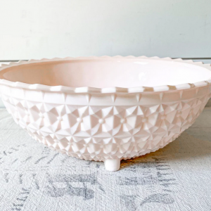 Jeannette Glass Shell Pink Round Footed Serving Bowl 10 1/2"dia.