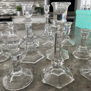 Mix and Match Crystal/Glass Glass Candle Holders