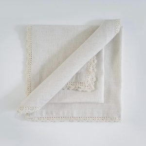 Lace Trim Linen Napkins
