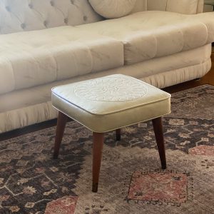 Vintage Square White Ottoman