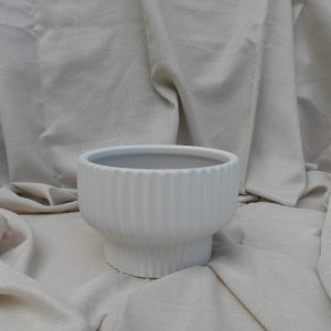 White Ribbed Vase