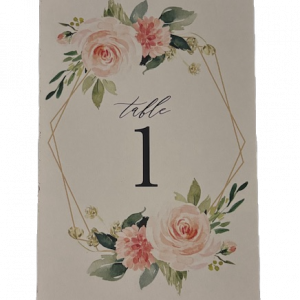 Table Numbers Floral and Gold Boarder
